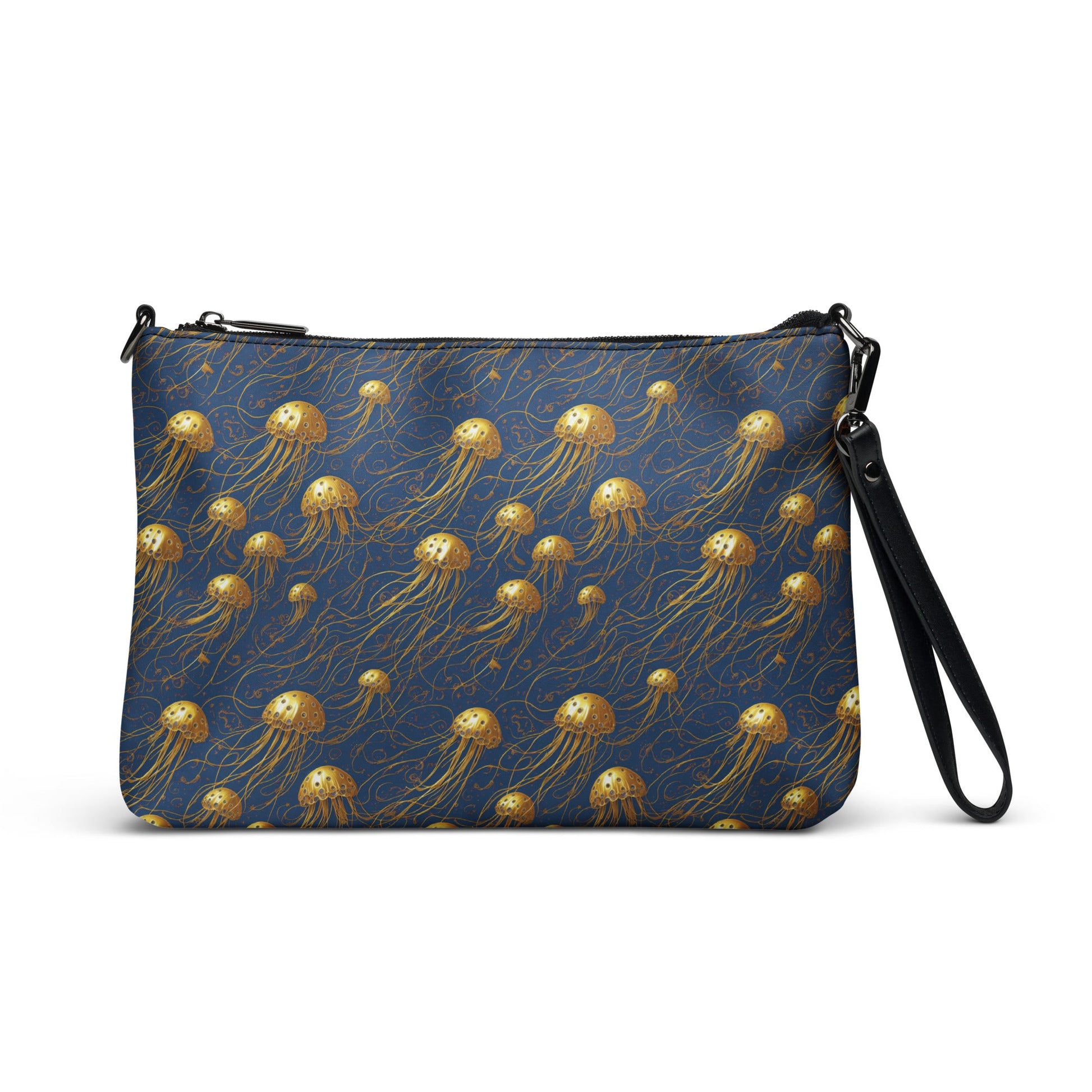 Crossbody bag - Blue and Gold Jellyfishes - by Jelly Kvlt