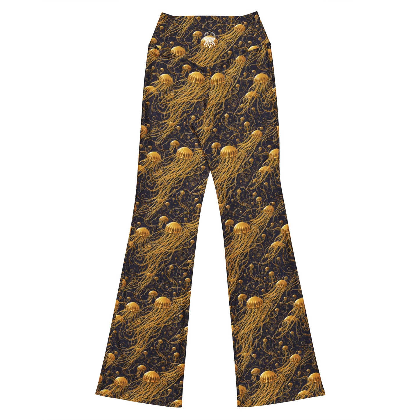 Flare leggings - Black and Gold Jellyfishes | Jelly Kvlt