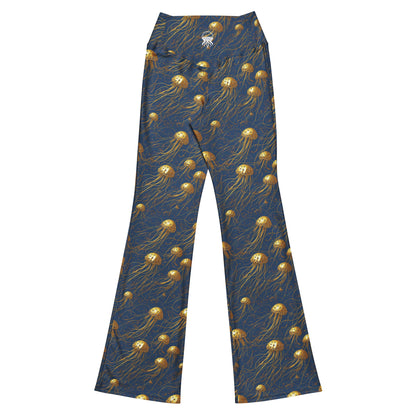 Flare leggings - Blue and Gold Jellyfishes | Jelly Kvlt