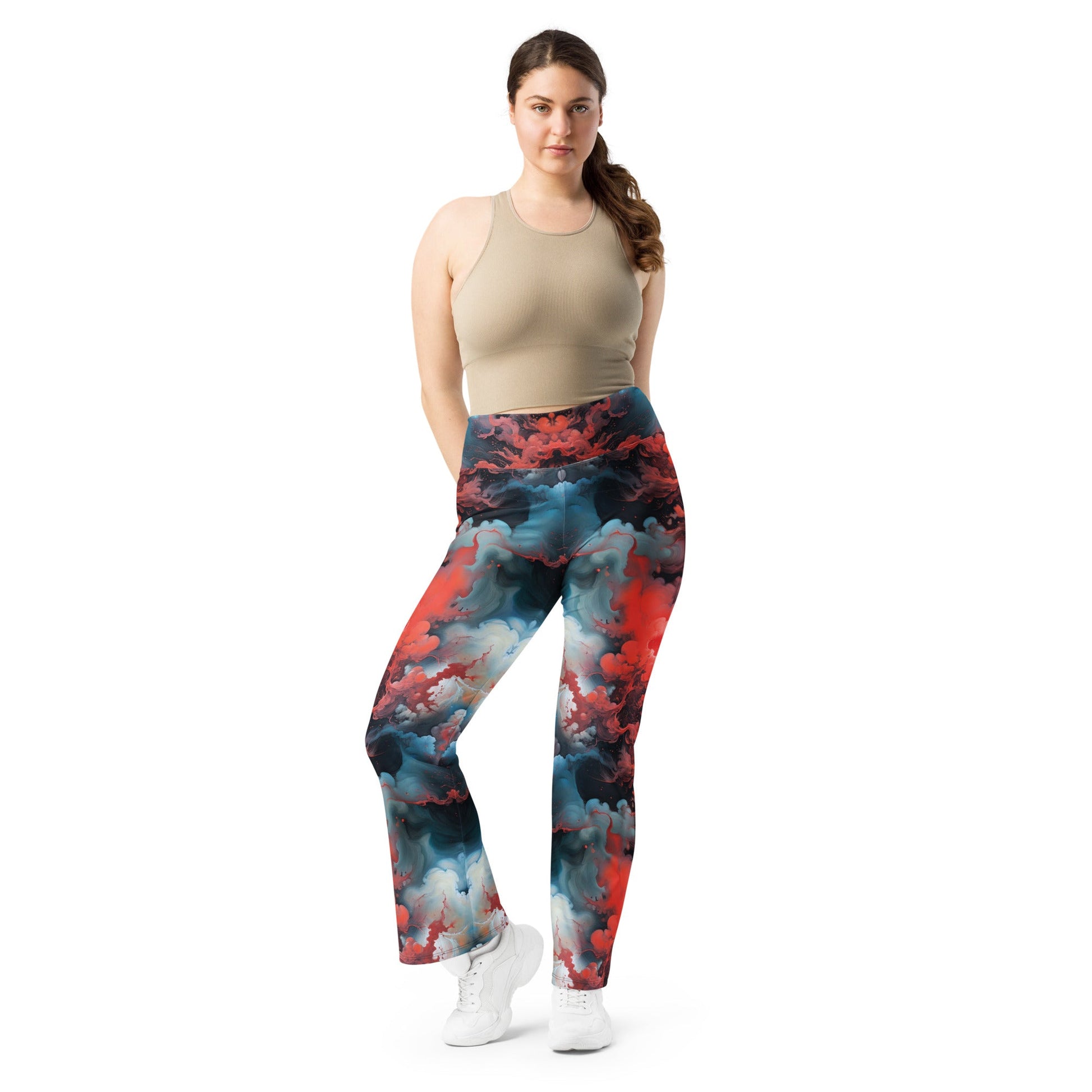 Flare leggings - Ethereal Crimson Flow | Jelly Kvlt