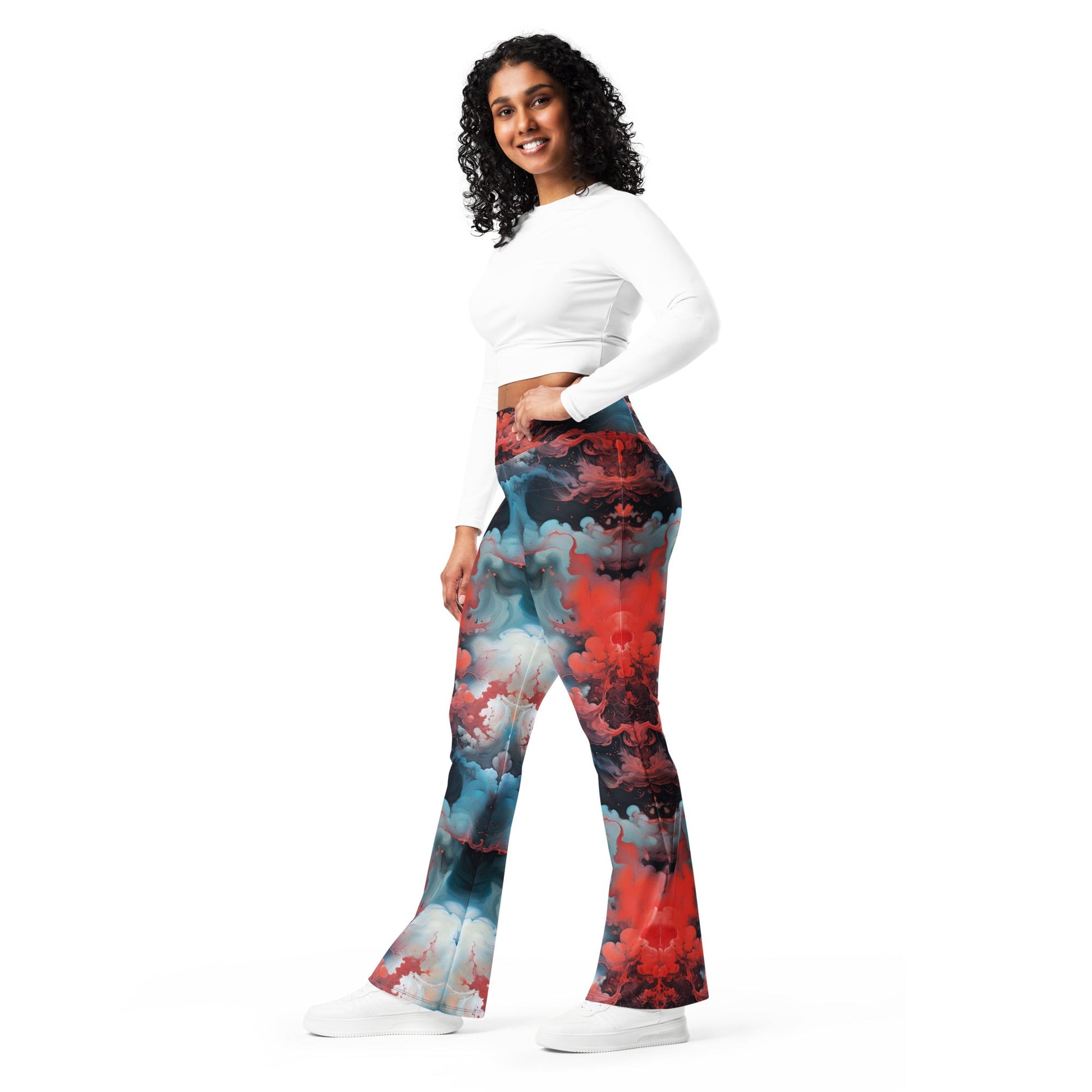 Flare leggings - Ethereal Crimson Flow | Jelly Kvlt