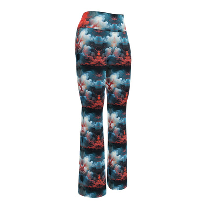 Flare leggings - Ethereal Crimson Flow - Light | Jelly Kvlt