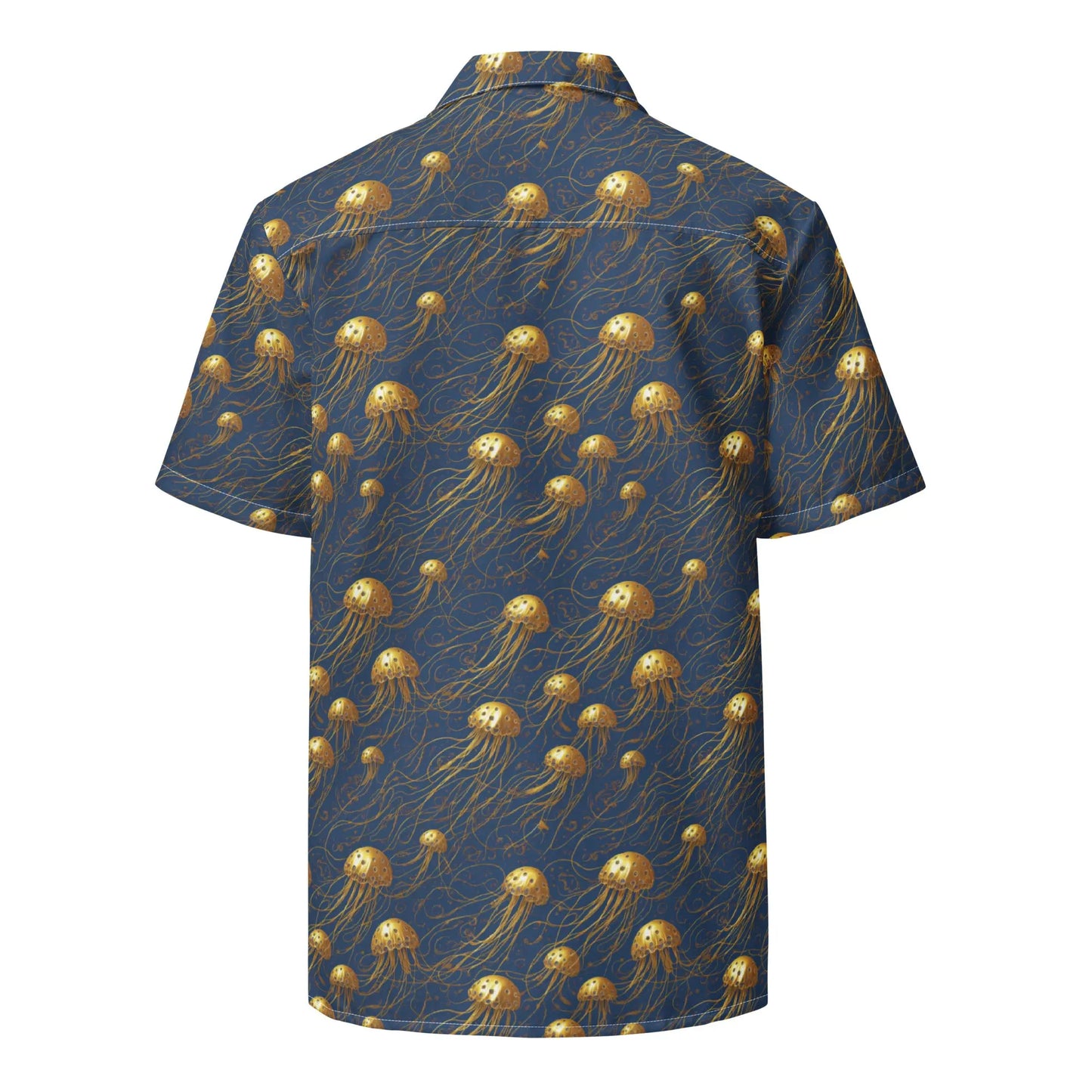 Hawaiian Shirt - Blue And Gold Jellyfishes - by Jelly Kvlt