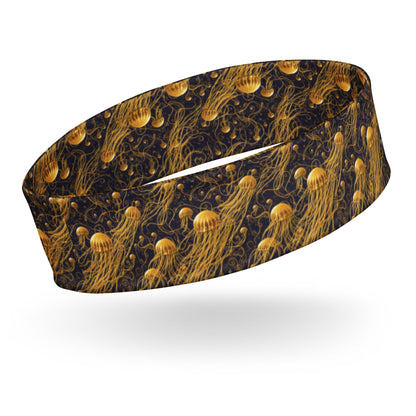 Headband - Black and Gold Jellyfishes - by Jelly Kvlt