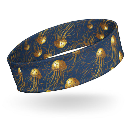 Headband - Blue and Gold Jellyfishes - by Jelly Kvlt