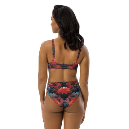 High-waisted bikini - Ethereal Crimson Flow - Dark Jelly Kvlt