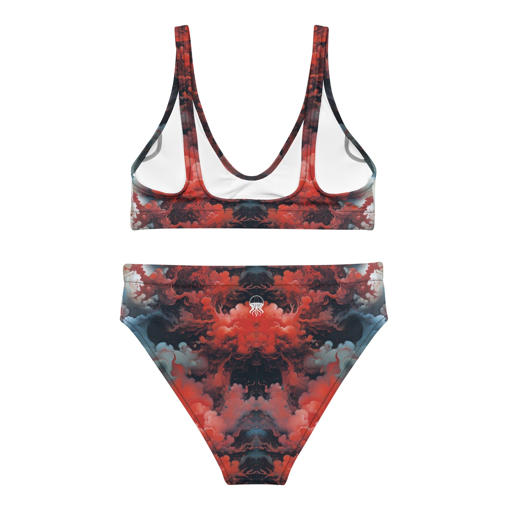 High-waisted bikini - Ethereal Crimson Flow - Dark Jelly Kvlt