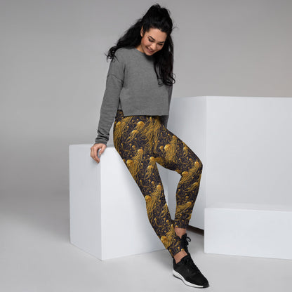 Women's Joggers - Black and Gold Jellyfishes | Jelly Kvlt