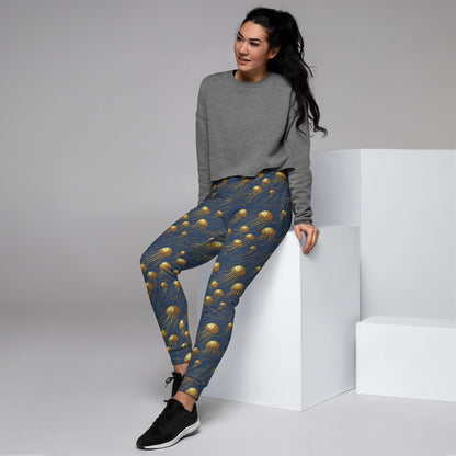 Women's Joggers - Blue and Gold Jellyfishes | Jelly Kvlt