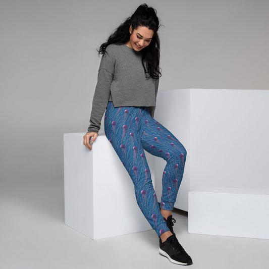 Women's Joggers - Blue and Violet Jellyfishes for Ultimate Comfort