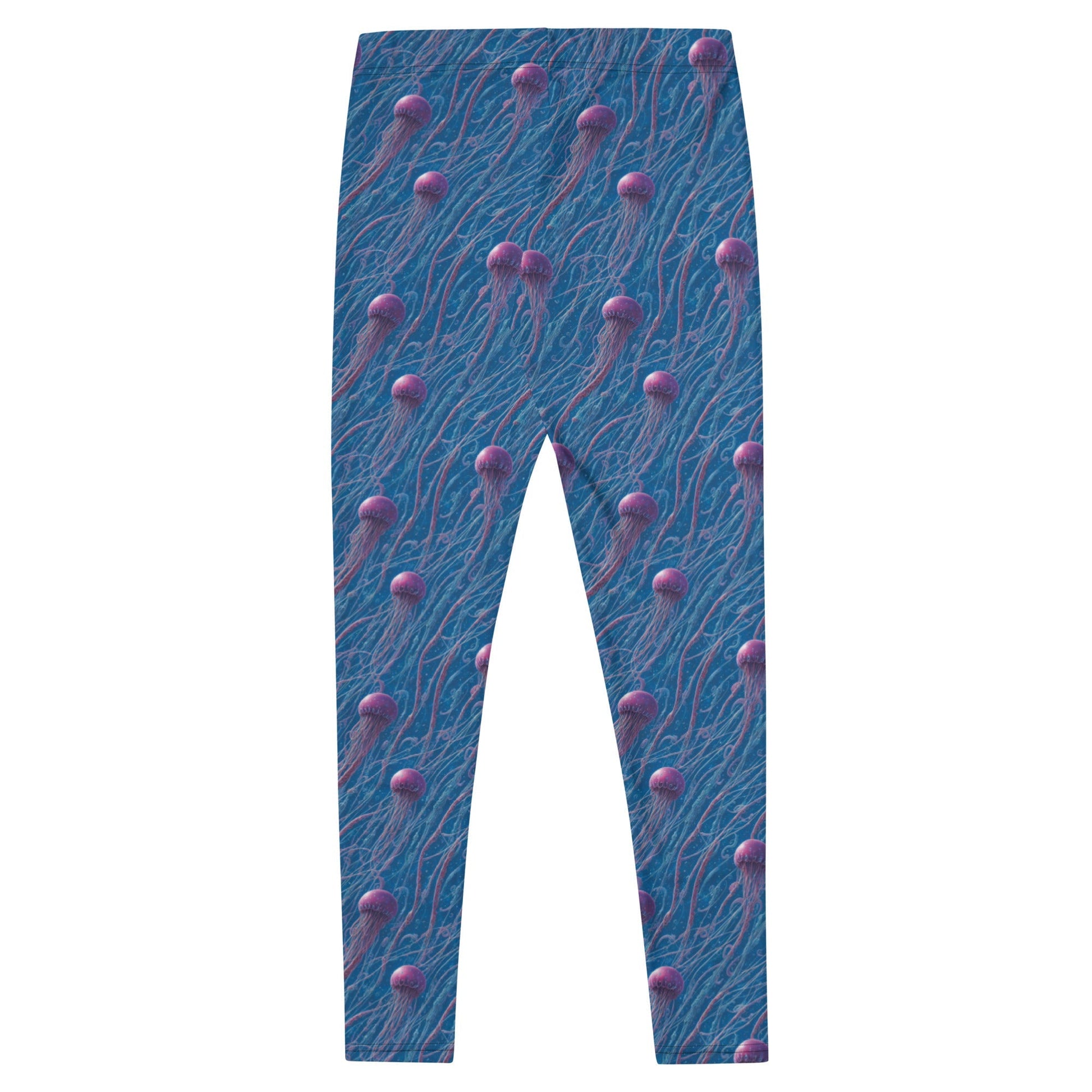 Women's Mid-Rise Leggings - Blue and Violet Jellyfishes - by Jelly Kvlt