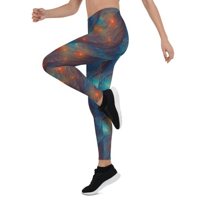 Women's Mid-Rise Leggings - Nebular Nexus - by Jelly Kvlt