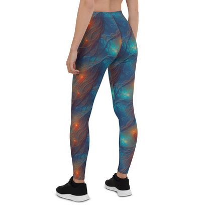 Women's Mid-Rise Leggings - Nebular Nexus - by Jelly Kvlt