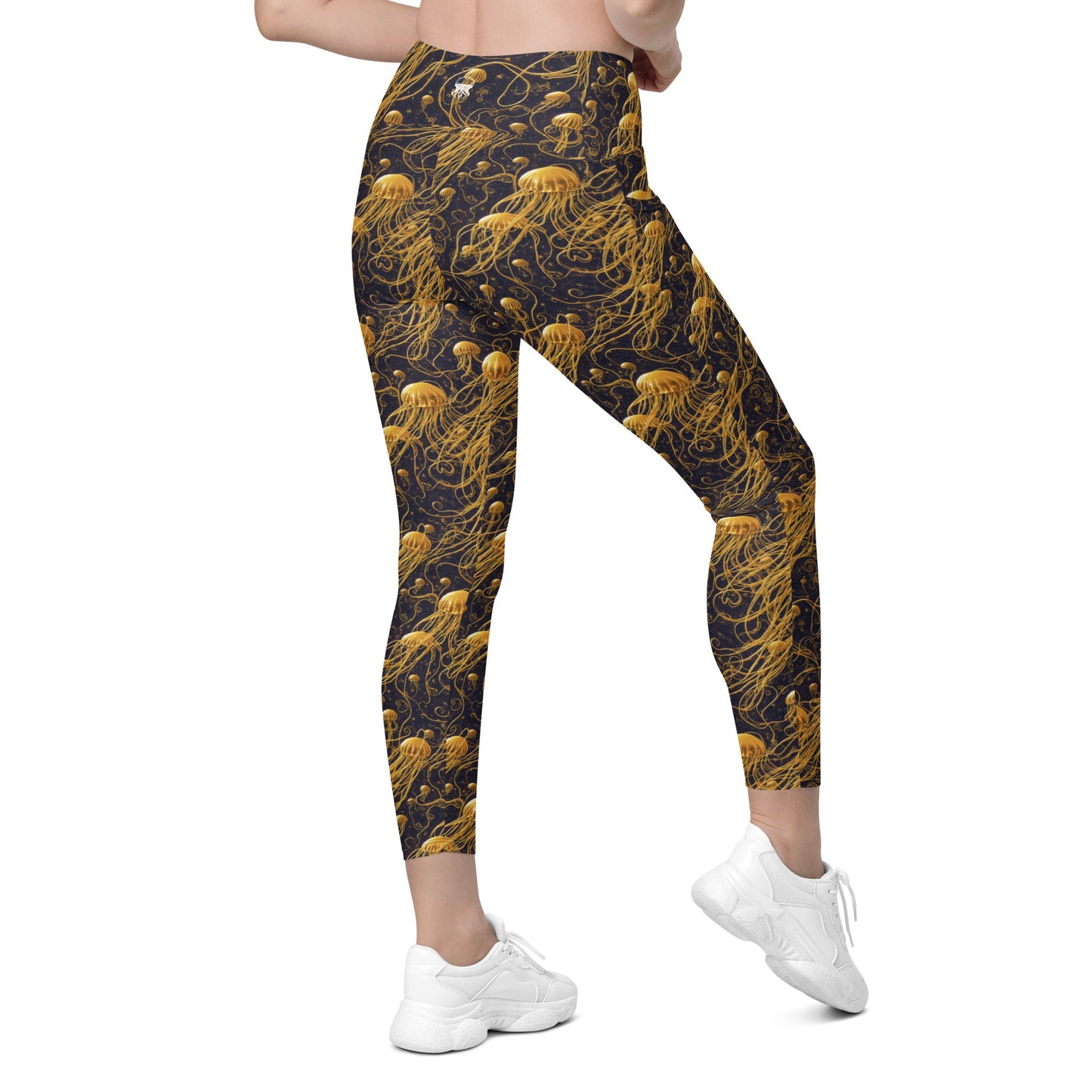 Leggings with pockets - Black And Gold Jellyfishes | Jelly Kvlt