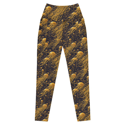 Leggings with pockets - Black And Gold Jellyfishes | Jelly Kvlt