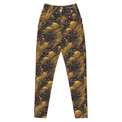 Leggings with pockets - Black And Gold Jellyfishes | Jelly Kvlt