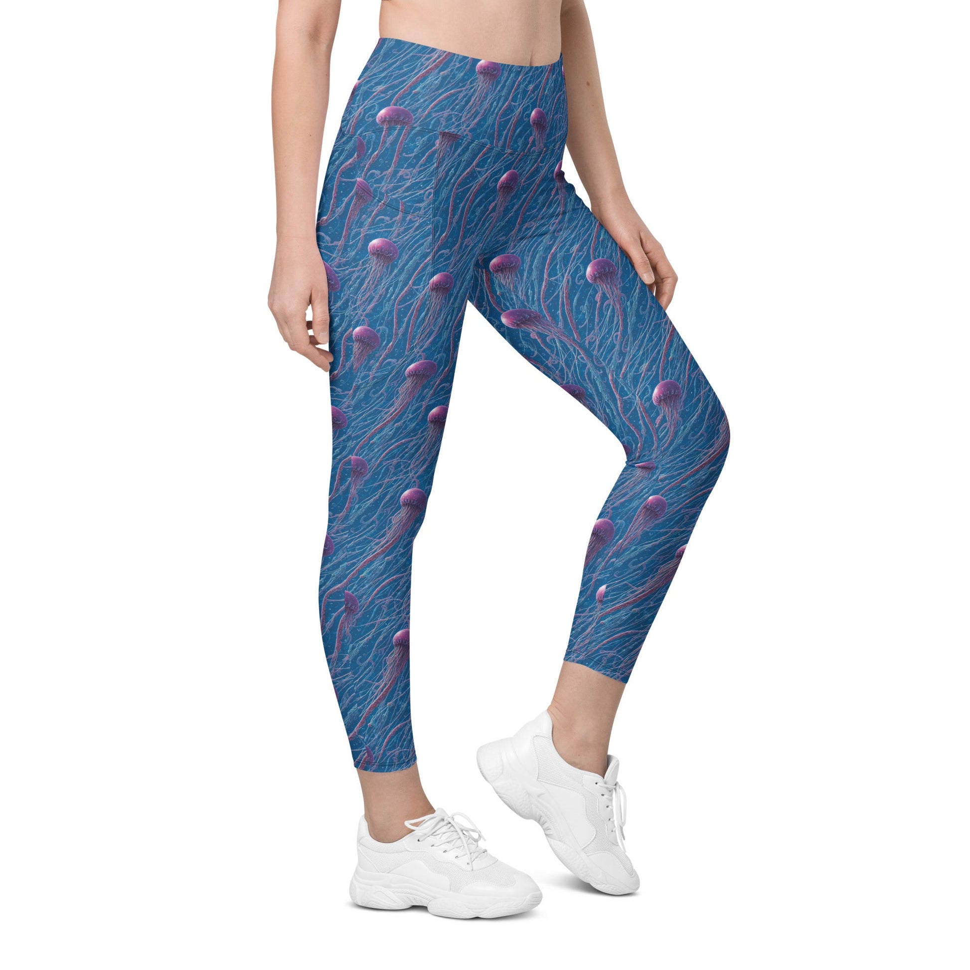 Leggings with pockets - Blue and Violet Jellyfishes | Jelly Kvlt