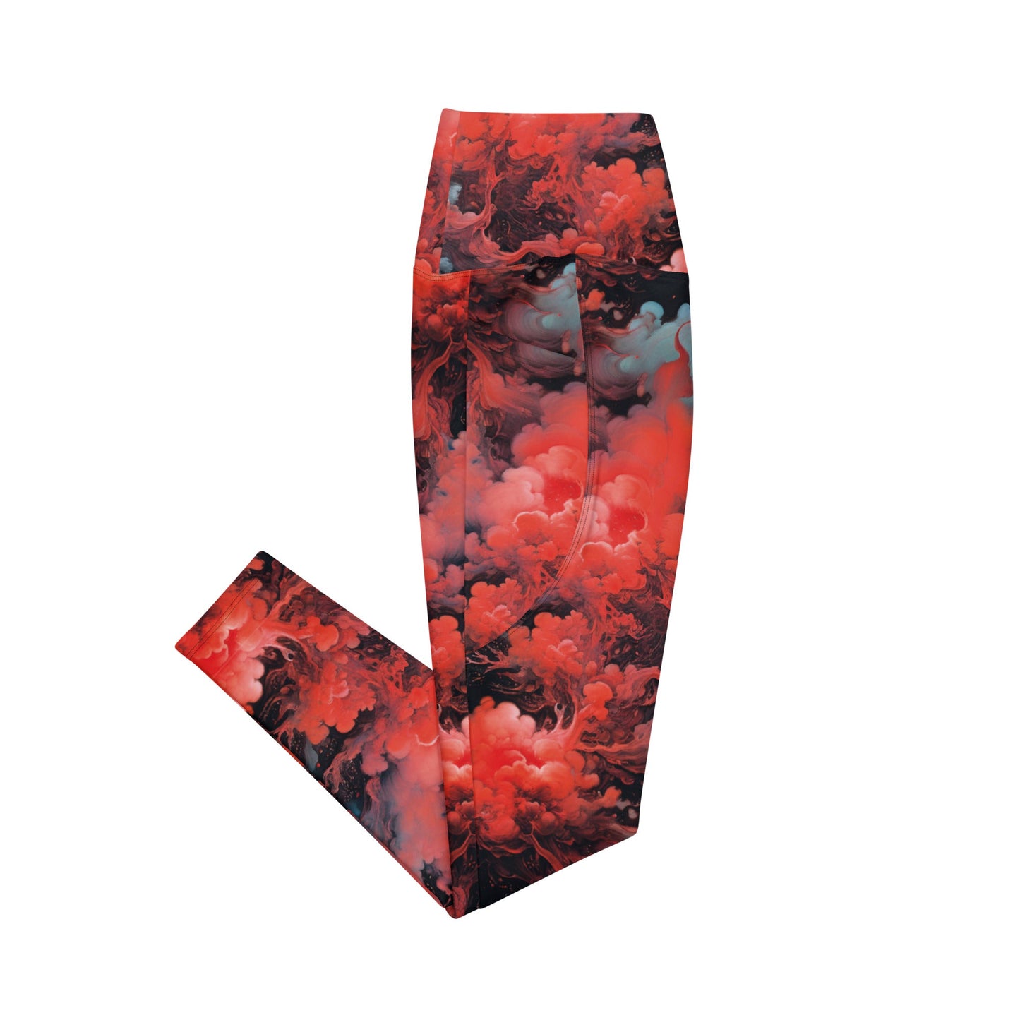 Leggings with pockets - Ethereal Crimson Flow - Dark | Jelly Kvlt