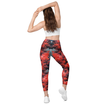 Leggings with pockets - Ethereal Crimson Flow - Dark | Jelly Kvlt