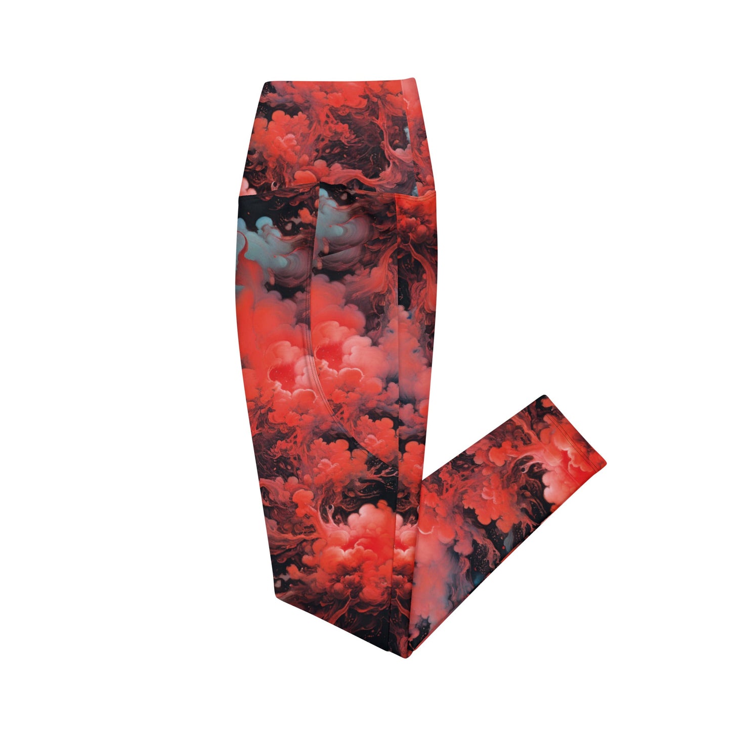 Leggings with pockets - Ethereal Crimson Flow - Dark | Jelly Kvlt