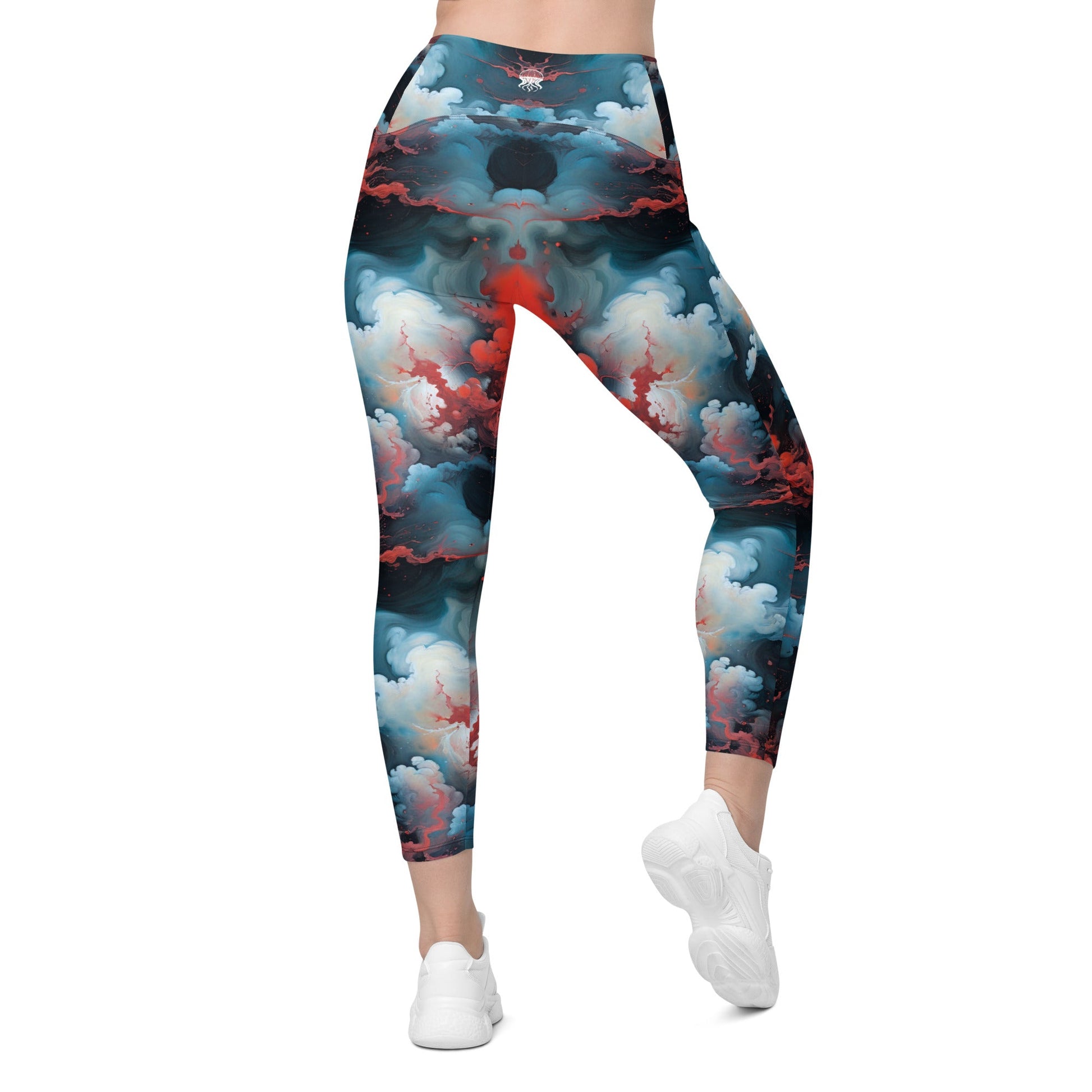 Leggings with pockets - Ethereal Crimson Flow - Light | Jelly Kvlt