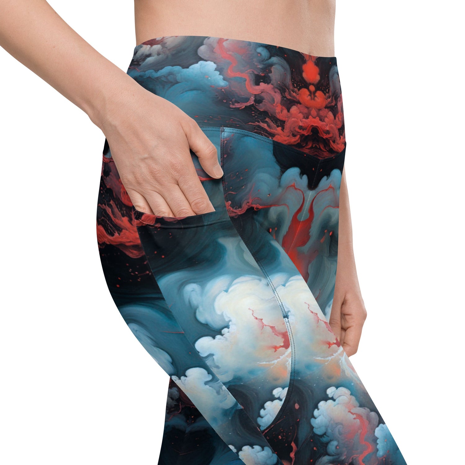 Leggings with pockets - Ethereal Crimson Flow - Light | Jelly Kvlt