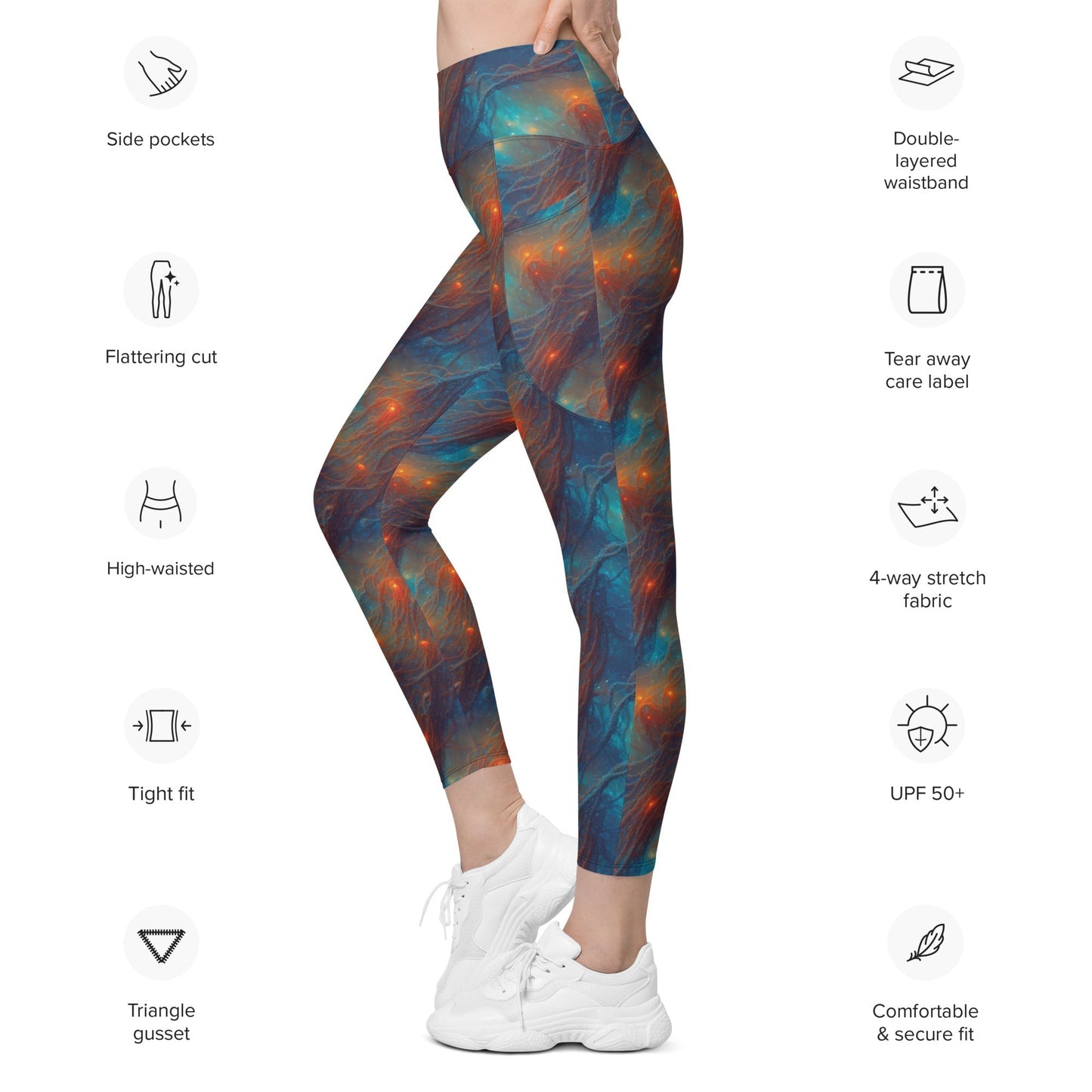 Leggings with pockets - Nebular Nexus - by Jelly Kvlt