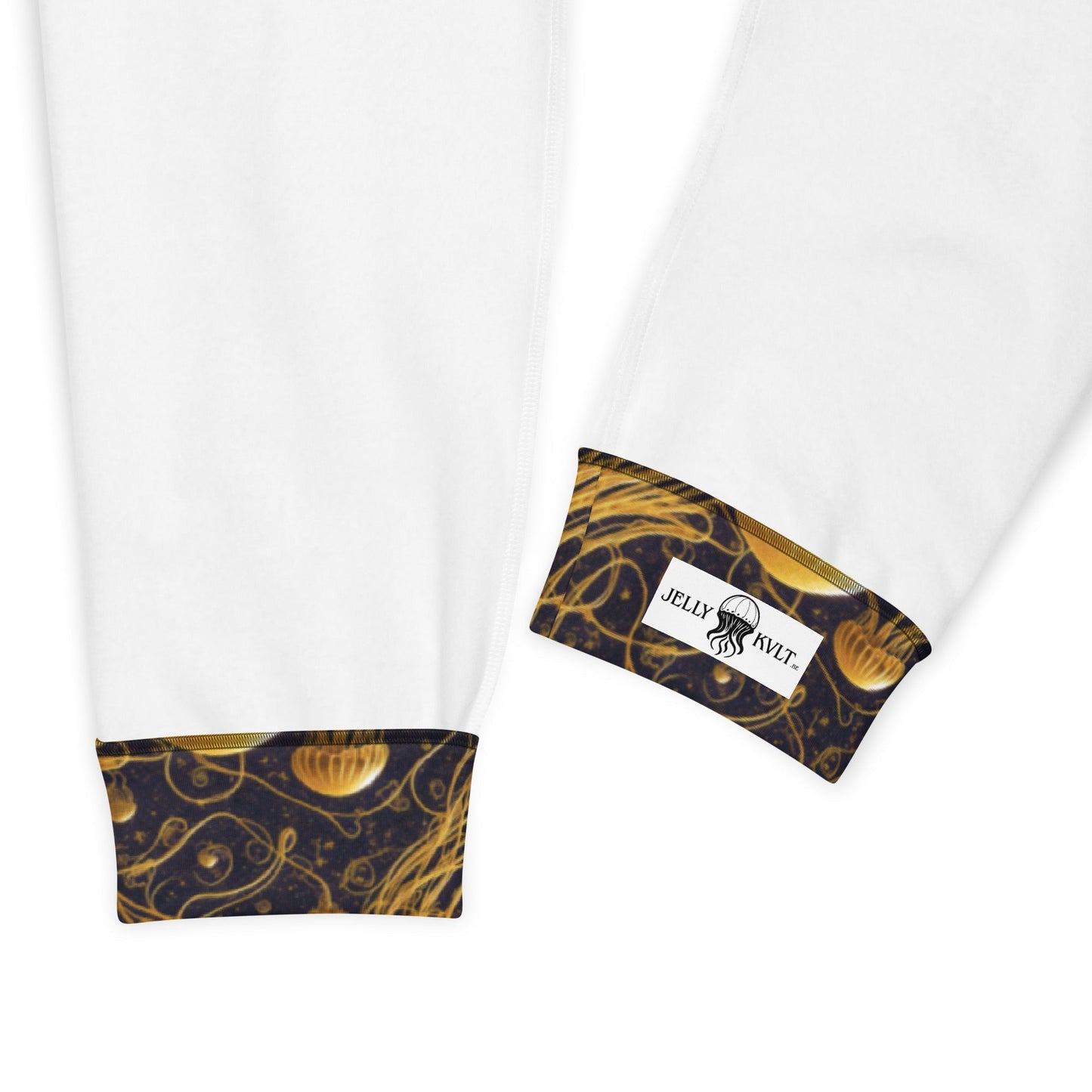 Men's Comfortable Joggers  - Black And Gold Jellyfishes - by Jelly Kvlt