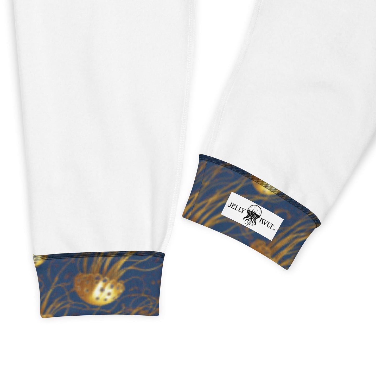 Men's Comfortable Joggers - Blue and Gold Jellyfishes - by Jelly Kvlt