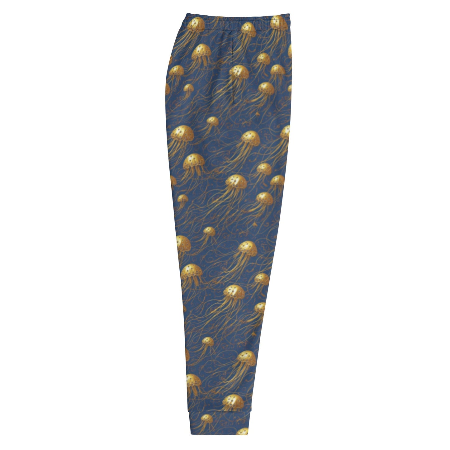 Men's Comfortable Joggers - Blue and Gold Jellyfishes - by Jelly Kvlt