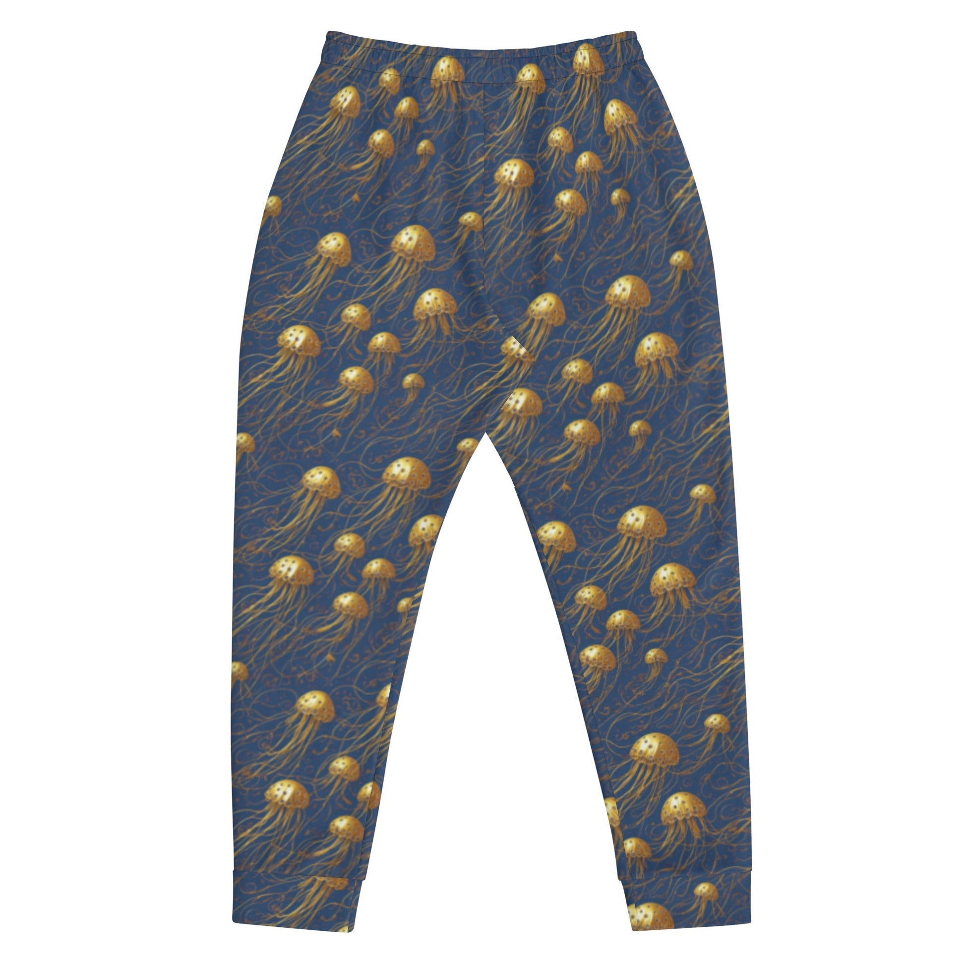 Men's Comfortable Joggers - Blue and Gold Jellyfishes - by Jelly Kvlt