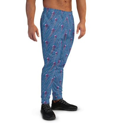 Men's Comfortable Joggers - Blue and Violet Jellyfishes - by Jelly Kvlt