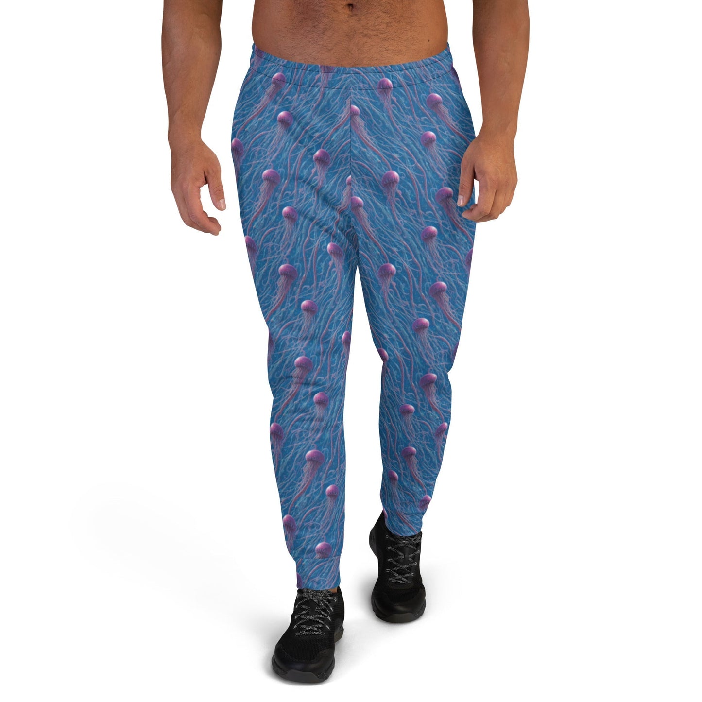 Men's Comfortable Joggers - Blue and Violet Jellyfishes - by Jelly Kvlt