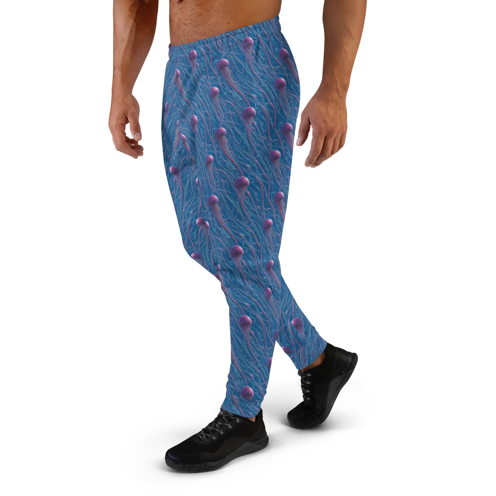 Men's Comfortable Joggers - Blue and Violet Jellyfishes - by Jelly Kvlt