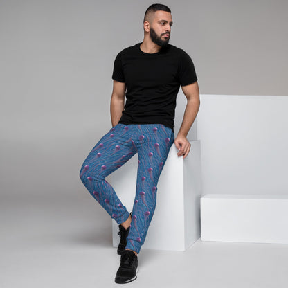 Men's Comfortable Joggers - Blue and Violet Jellyfishes - by Jelly Kvlt