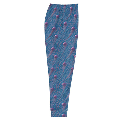 Men's Comfortable Joggers - Blue and Violet Jellyfishes - by Jelly Kvlt