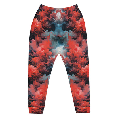 Men's Comfortable Joggers - Ethereal Crimson Flow - Dark - by Jelly Kvltt