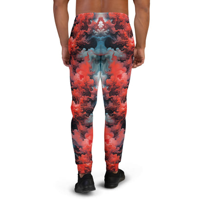 Men's Comfortable Joggers - Ethereal Crimson Flow - Dark - by Jelly Kvlt