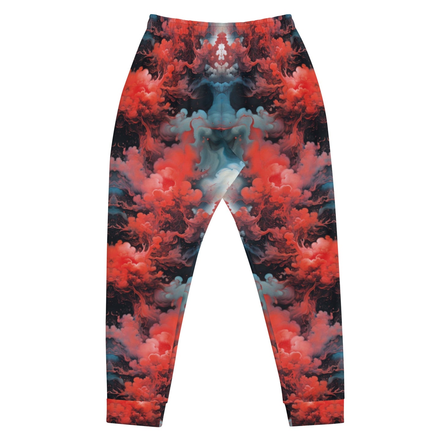 Men's Comfortable Joggers - Ethereal Crimson Flow - Dark - by Jelly Kvlt