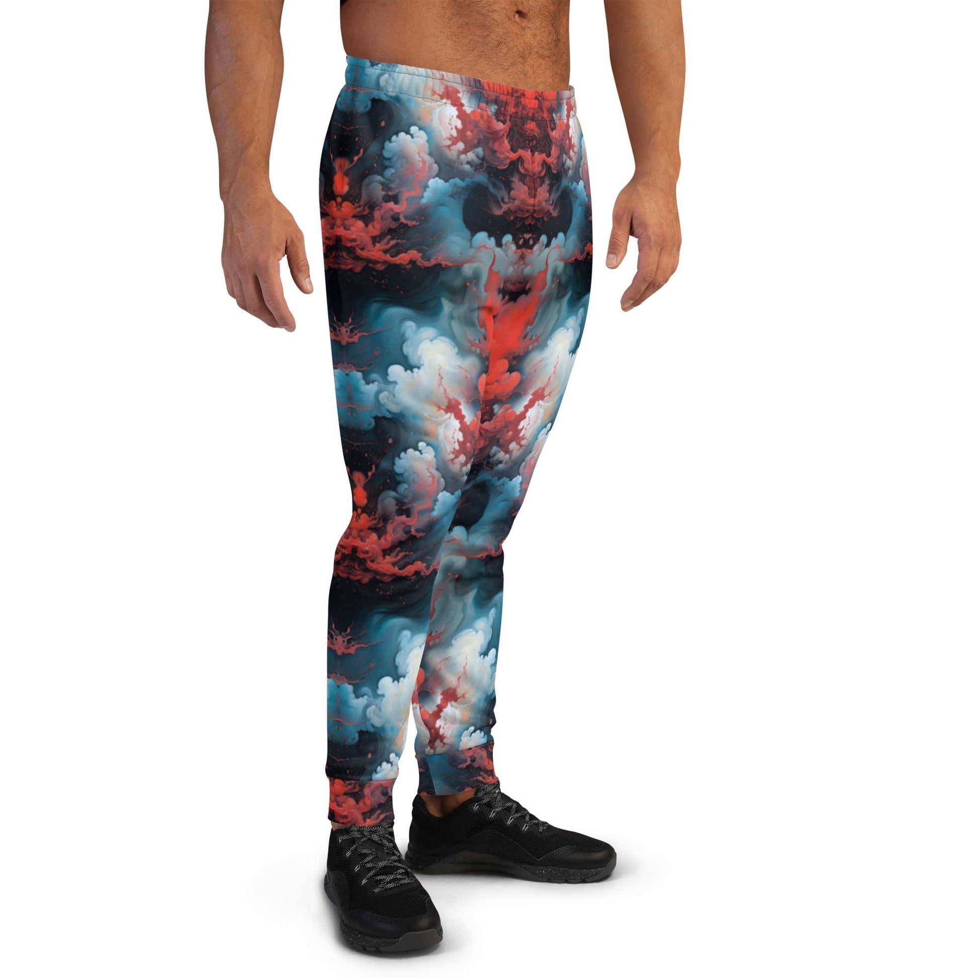 Men's Comfortable Joggers - Ethereal Crimson Flow - Light - by Jelly Kvlt