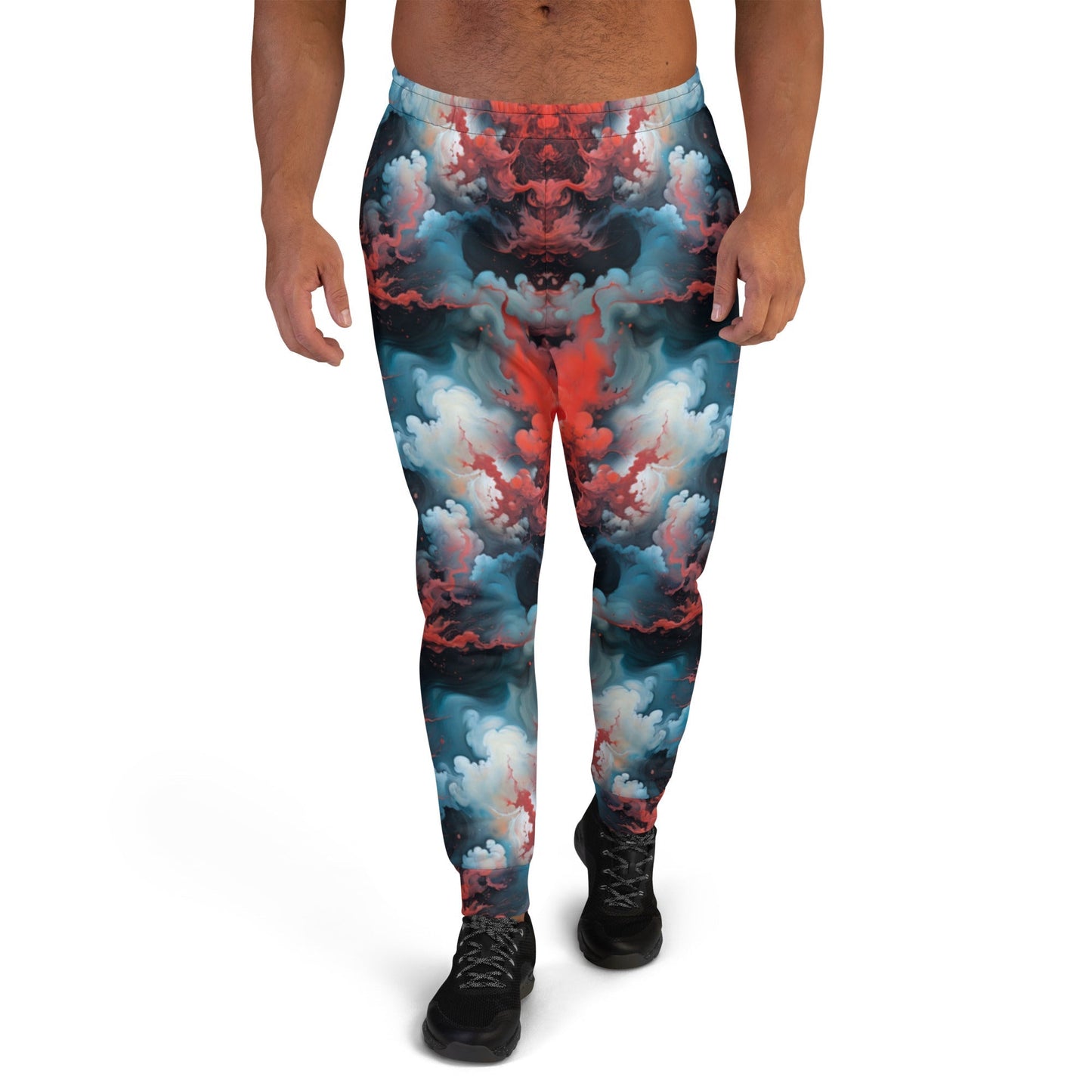 Men's Comfortable Joggers - Ethereal Crimson Flow - Light - by Jelly Kvlt