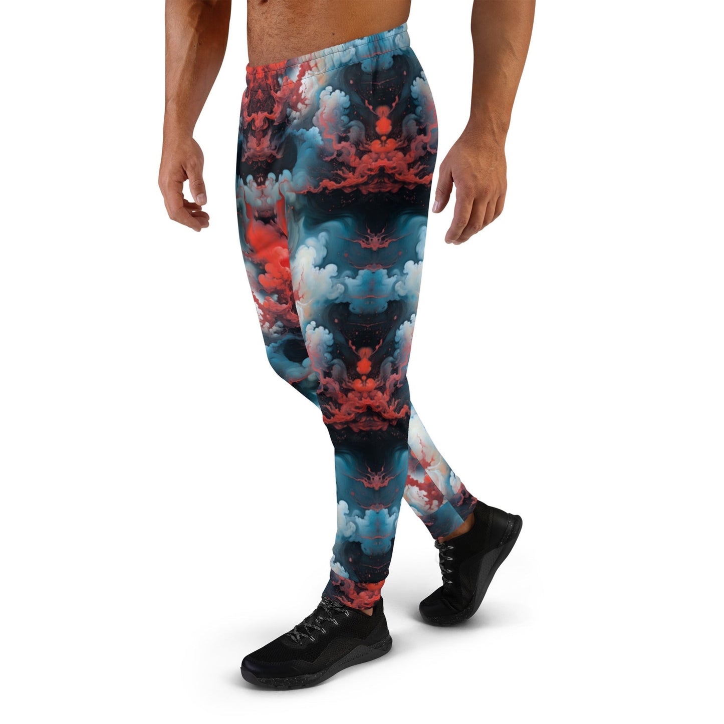 Men's Comfortable Joggers - Ethereal Crimson Flow - Light - by Jelly Kvlt