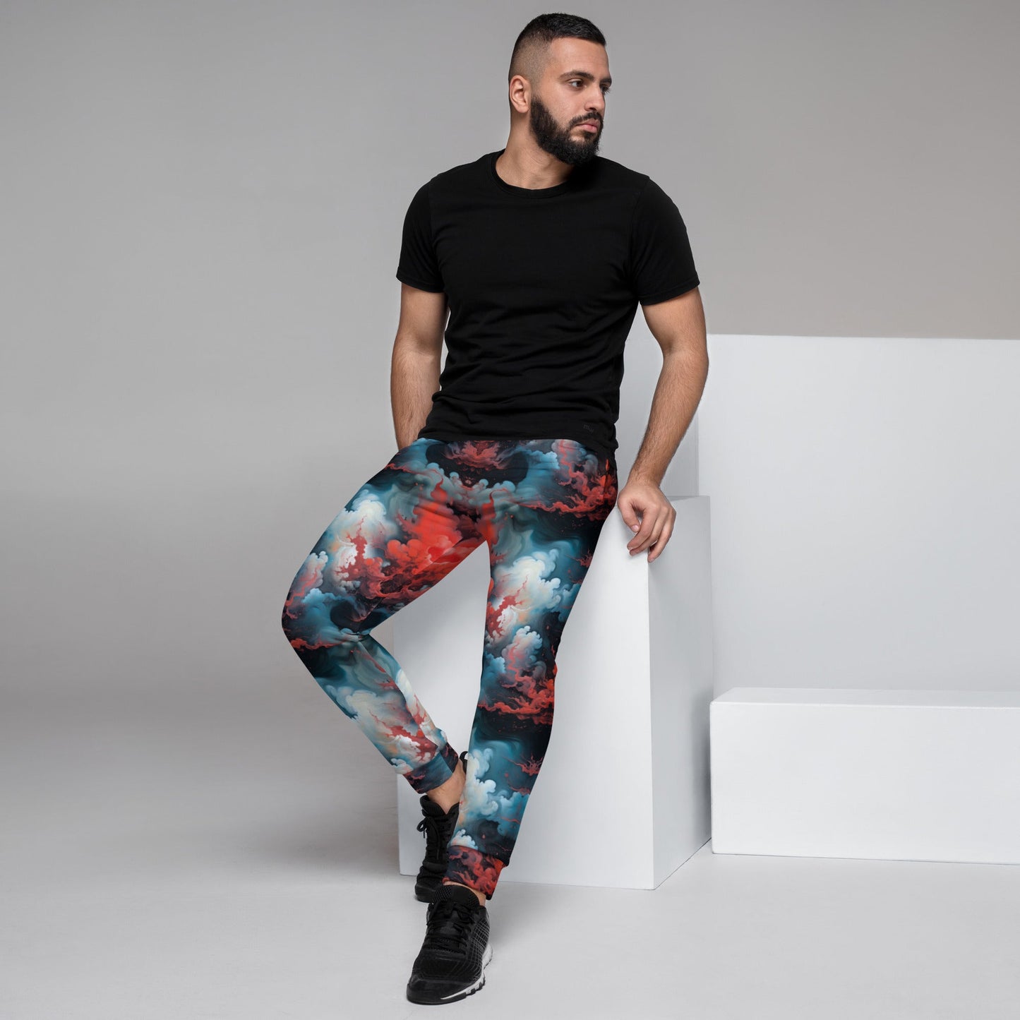 Men's Comfortable Joggers - Ethereal Crimson Flow - Light - by Jelly Kvlt