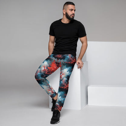 Men's Comfortable Joggers - Ethereal Crimson Flow - Light - by Jelly Kvlt