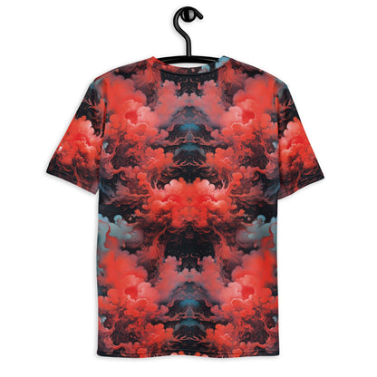 Men's Crewneck T-shirt  - Ethereal Crimson Flow - Dark - by Jelly Kvlt