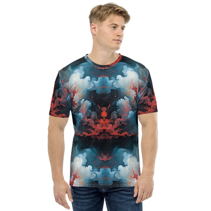 Men's Crewneck T-shirt - Ethereal Crimson Flow - Light - by Jelly Kvlt