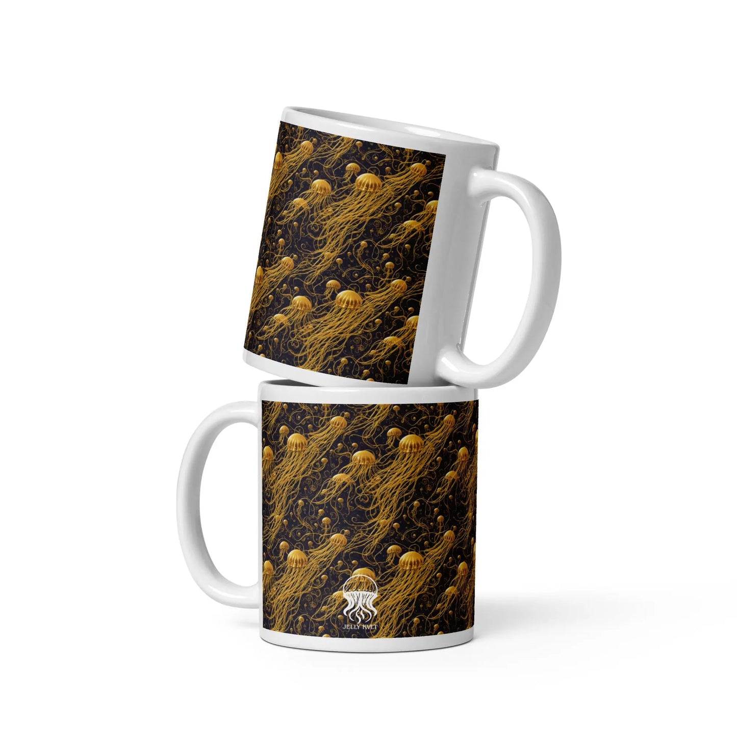 Mug - Black and Gold Jellyfishes - by Jelly Kvlt