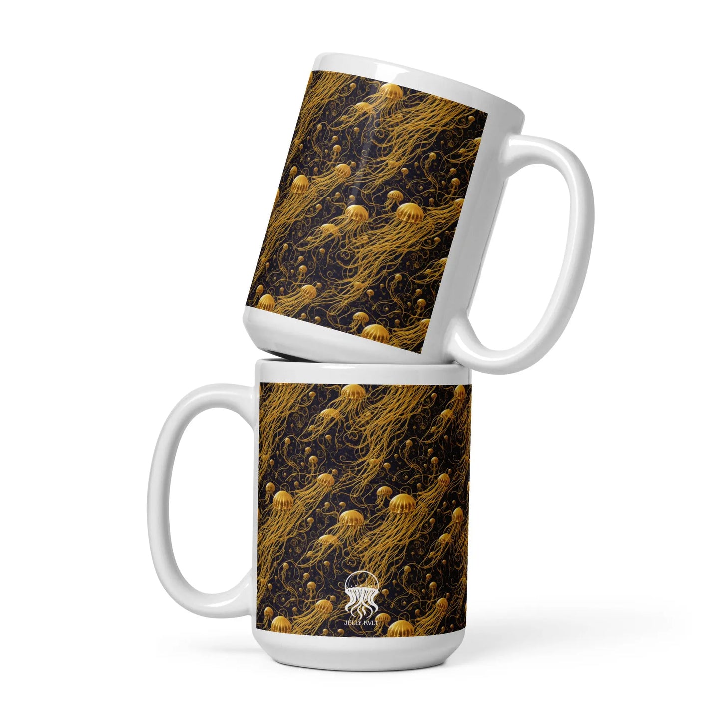 Mug - Black and Gold Jellyfishes - by Jelly Kvlt