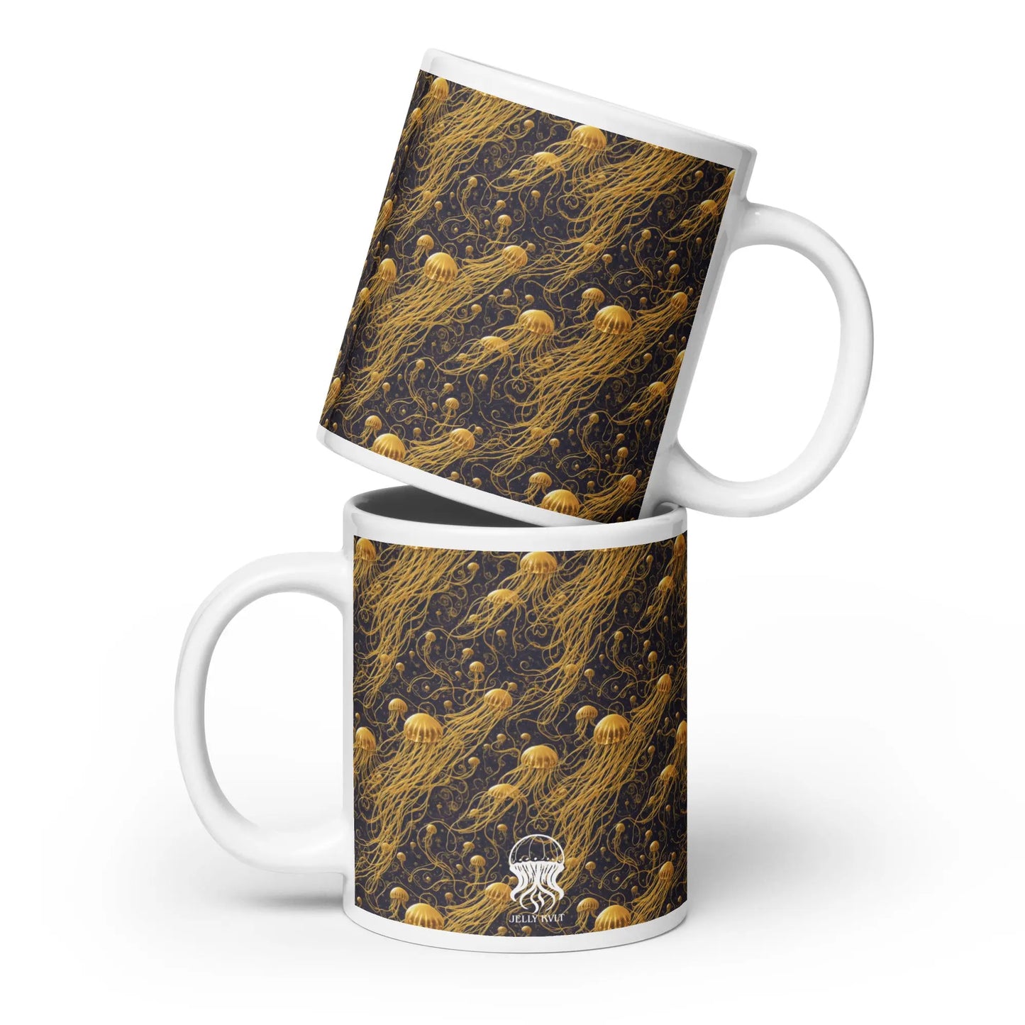 Mug - Black and Gold Jellyfishes - by Jelly Kvlt