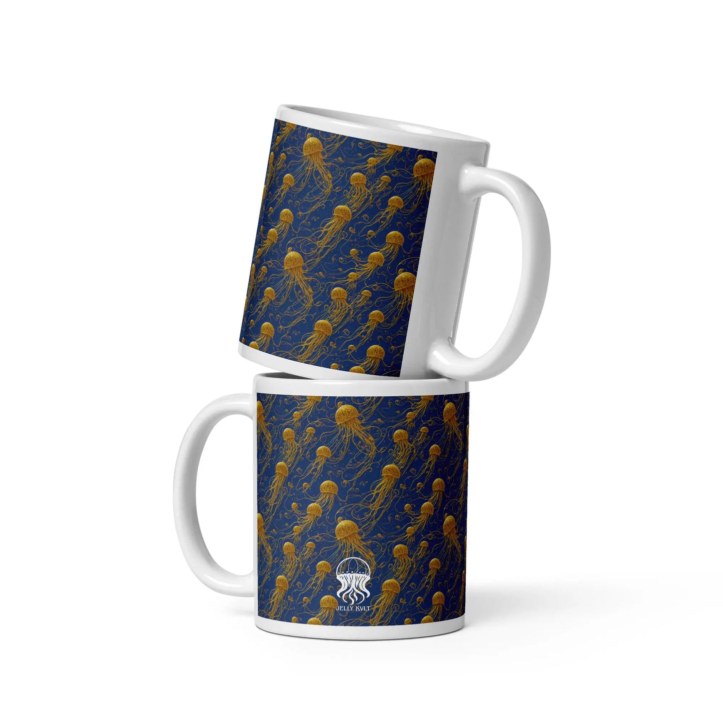 Mug - Blue and Gold Jellyfishes - by Jelly Kvlt